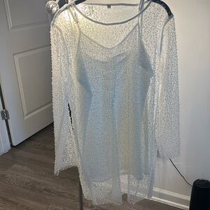 White Sheer Sequin Dress – Elegant & Glamorous